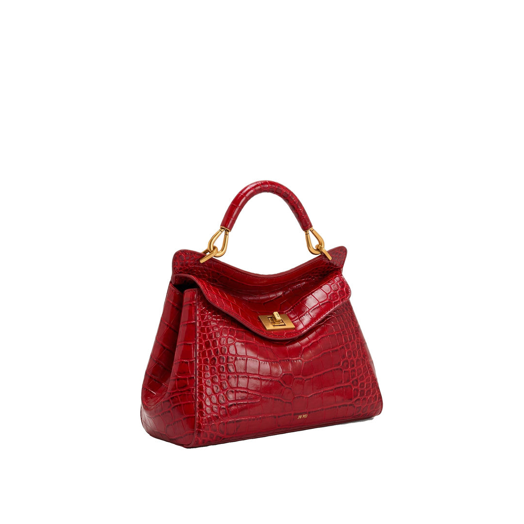 JW PEI Lucia Classic Top Handle Bag - Burgundy Croc