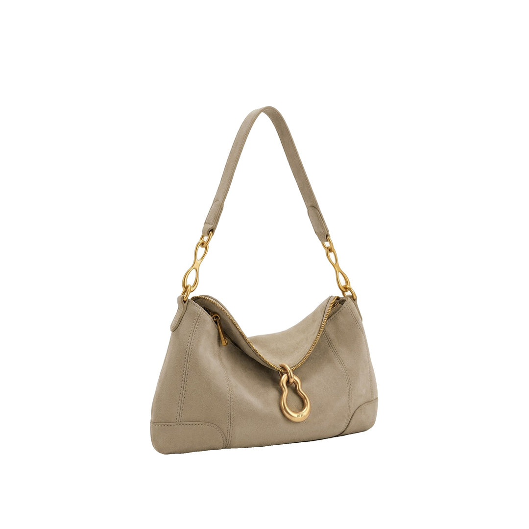 JW PEI Jayla Faux Suede Metal Pendant Embellished Shoulder Bag - Grey