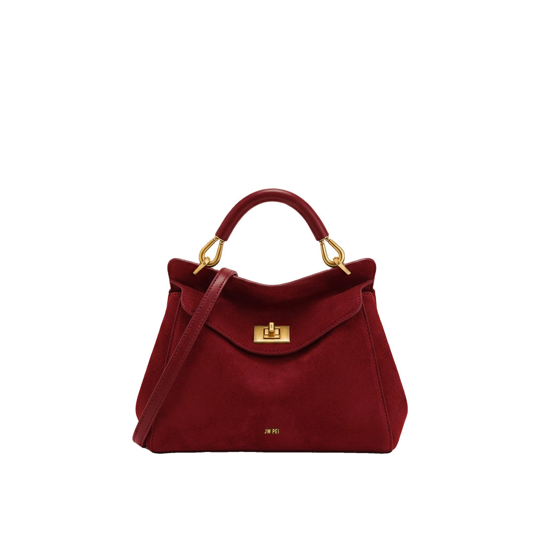 JW PEI Lucia Classic Faux Suede Top Handle Bag - Deep Burgundy