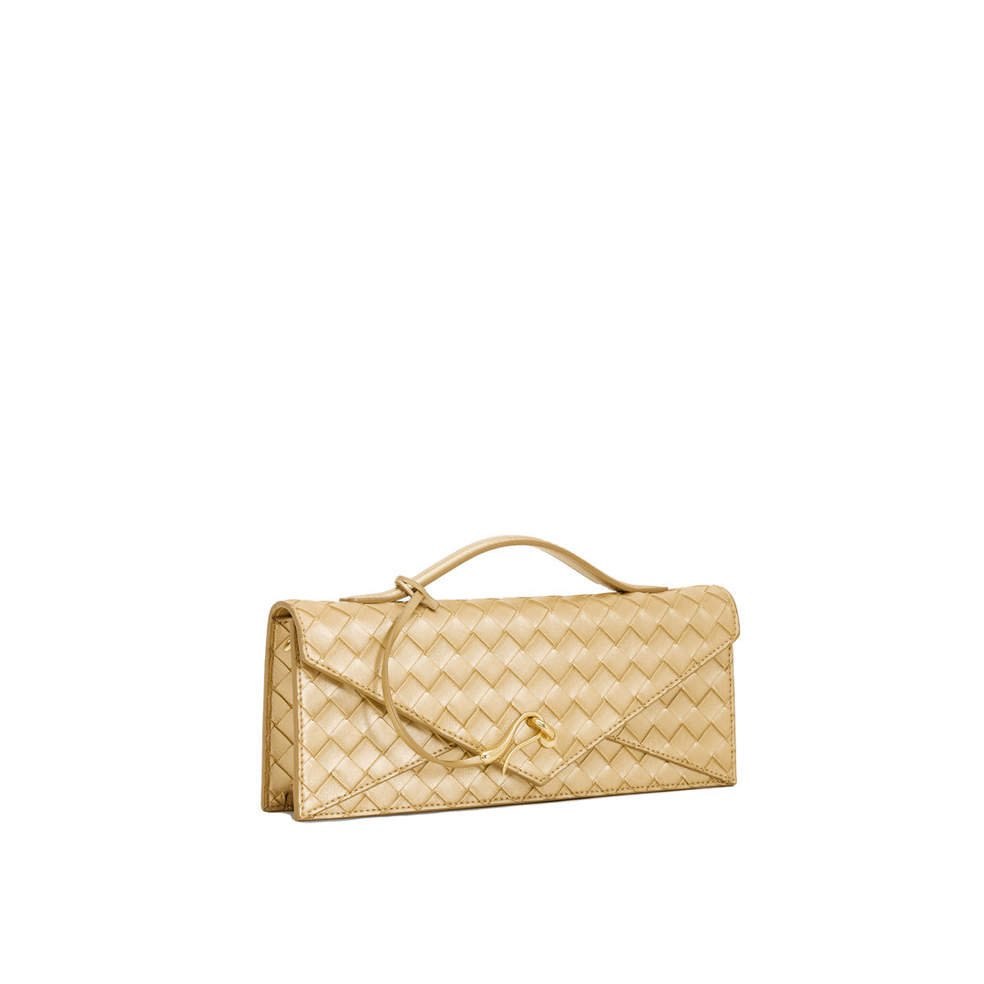 JW PEI Celeste Woven Textured Envelope Top Handle Bag - Champagne Gold