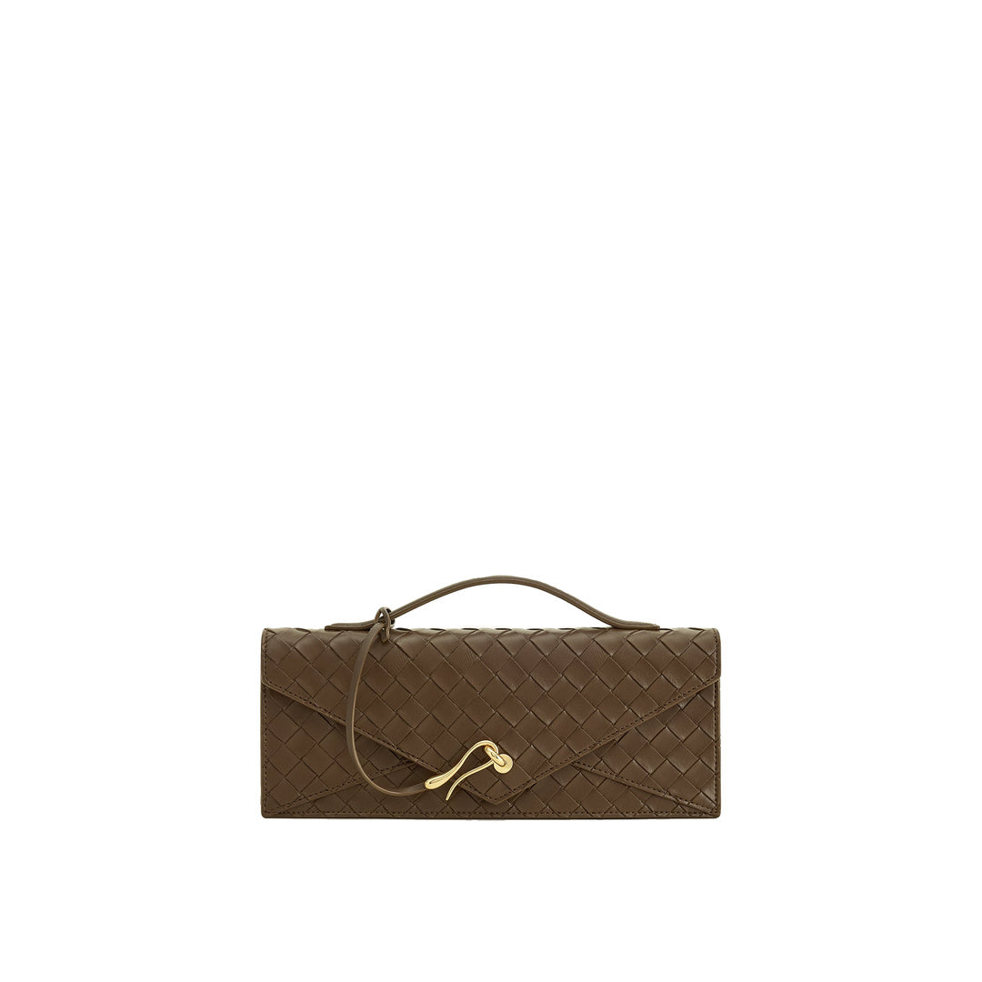 JW PEI Celeste Woven Textured Envelope Top Handle Bag - Mocha Brown