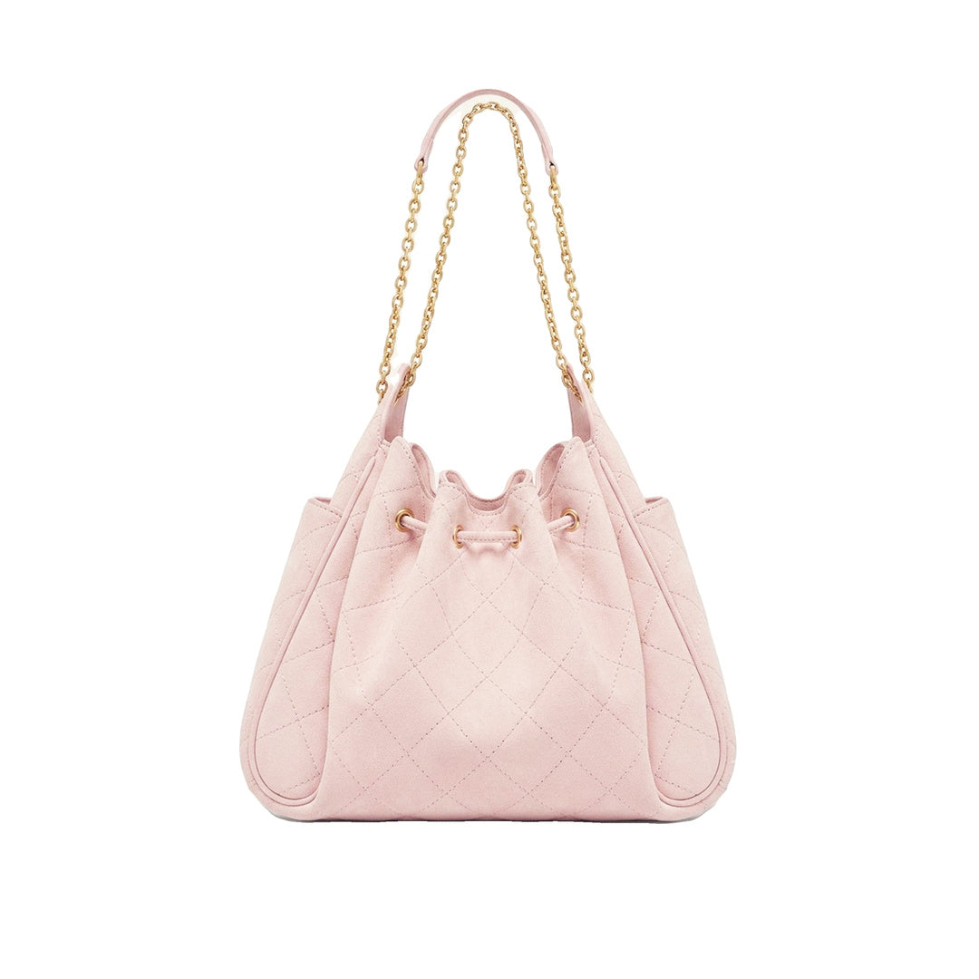 JW PEI Rowan Faux Suede Quilted Chain Bucket Bag - Pink
