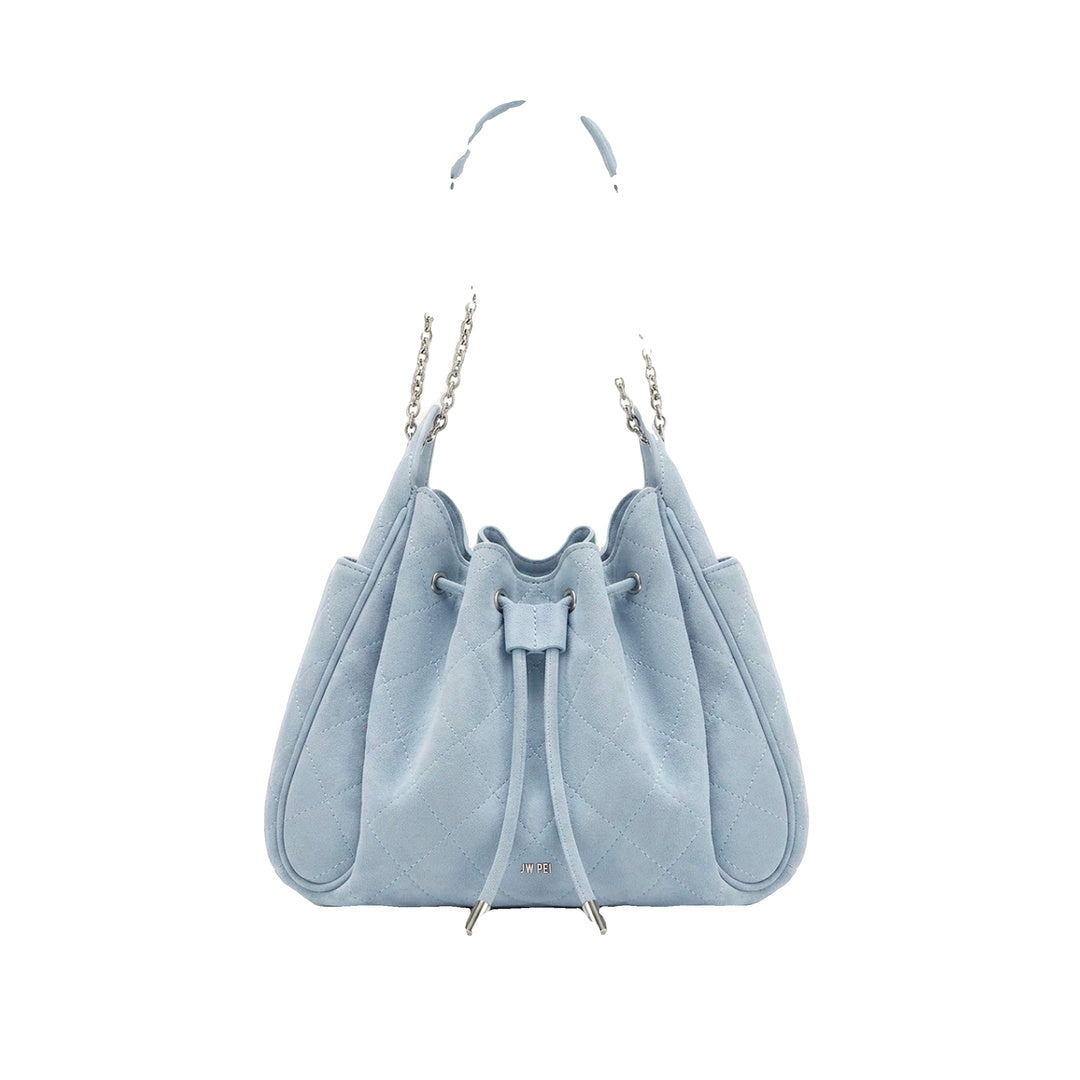 JW PEI Rowan Faux Suede Quilted Chain Bucket Bag - Blue