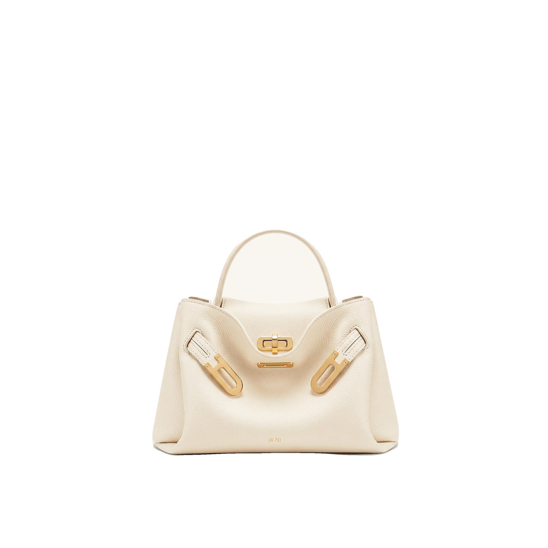 JW PEI Rhea Small Pebbled Double Buckle Shoulder Bag - White