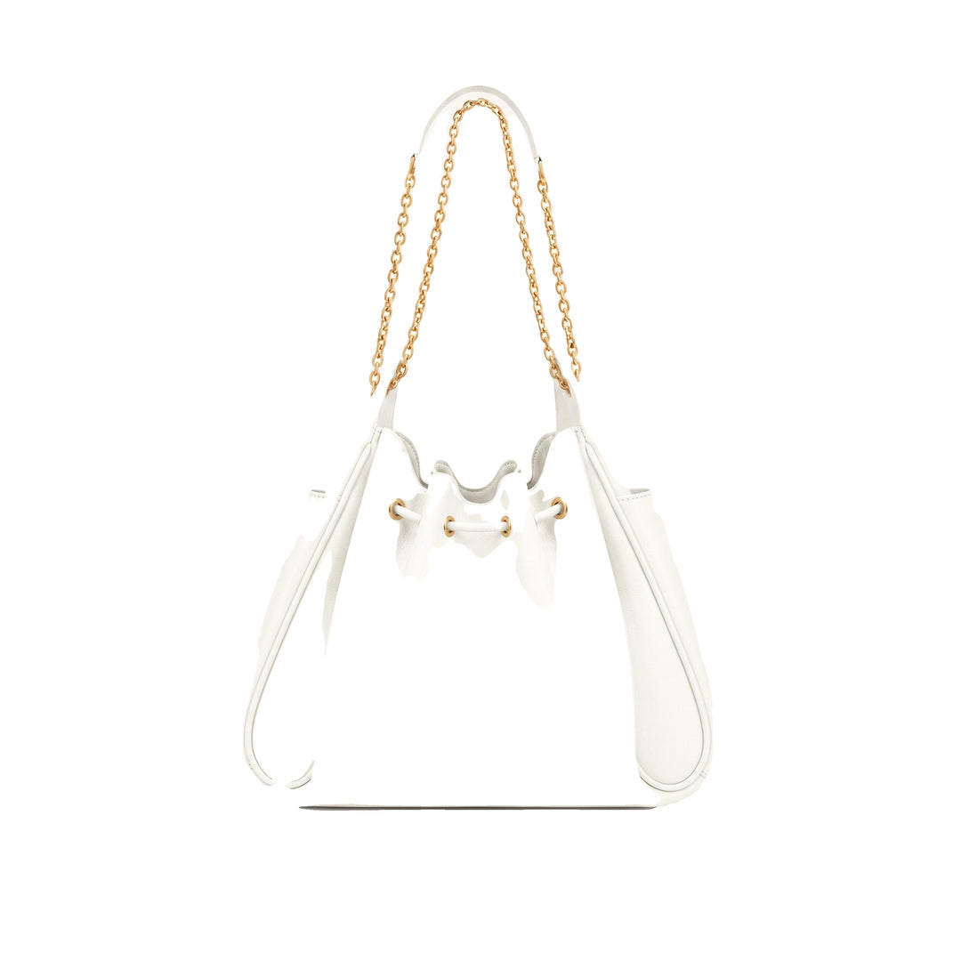 JW PEI Rowan Ruched Drawstring Chain Bucket Bag - Ivory
