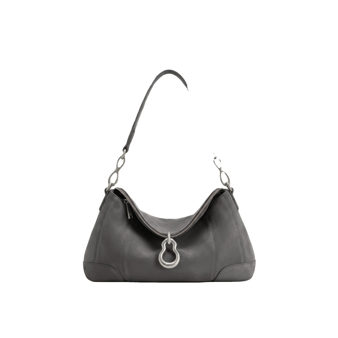 JW PEI Jayla Faux Suede Metal Pendant Embellished Shoulder Bag - Dark Grey