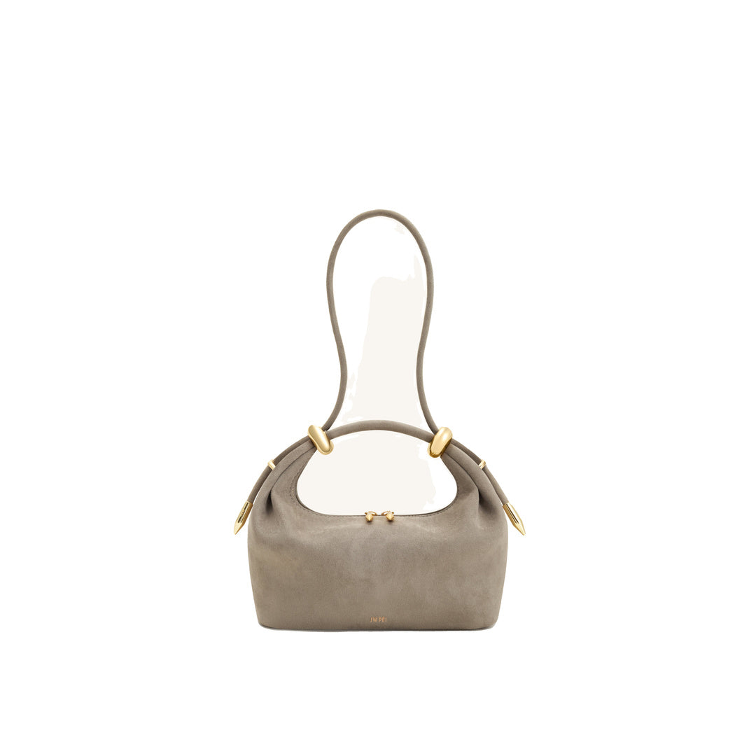 JW PEI Ellie Faux Suede Metal Ring Embellished Top Handle Bag - Grey