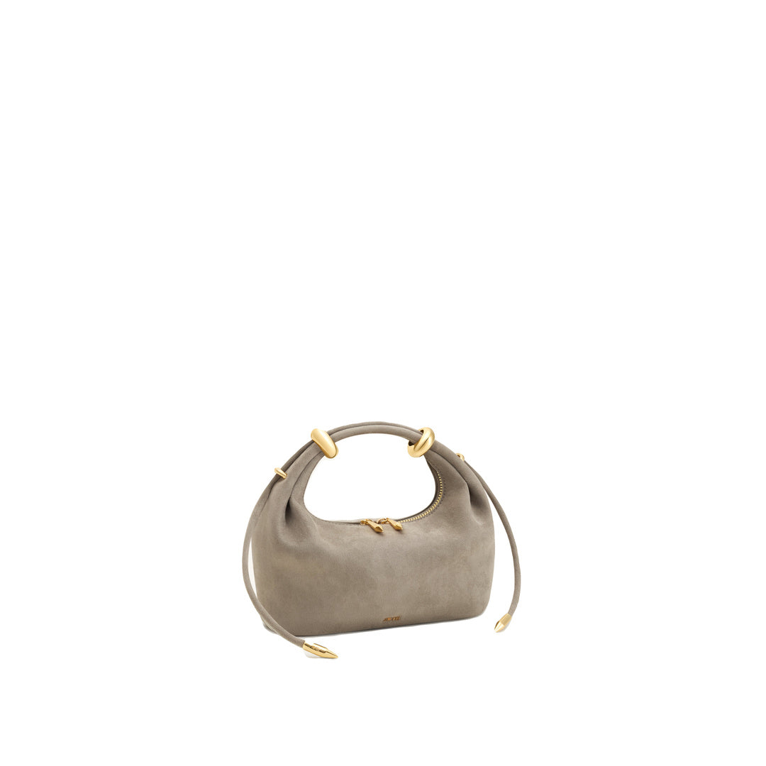 JW PEI Ellie Faux Suede Metal Ring Embellished Top Handle Bag - Grey