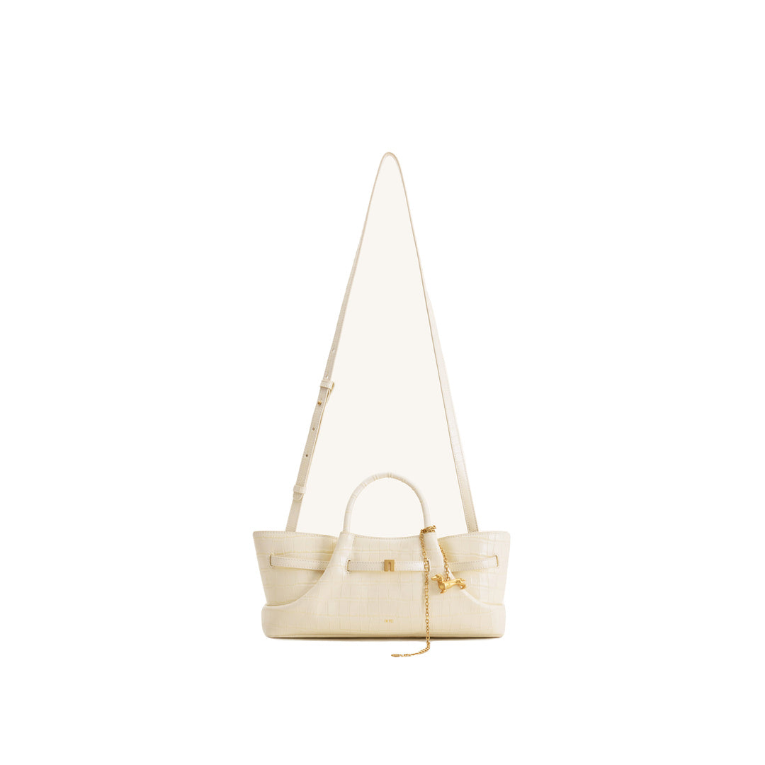 JW PEI Maeve Dachshund Metal Charm Tote Bag - Ivory Croc