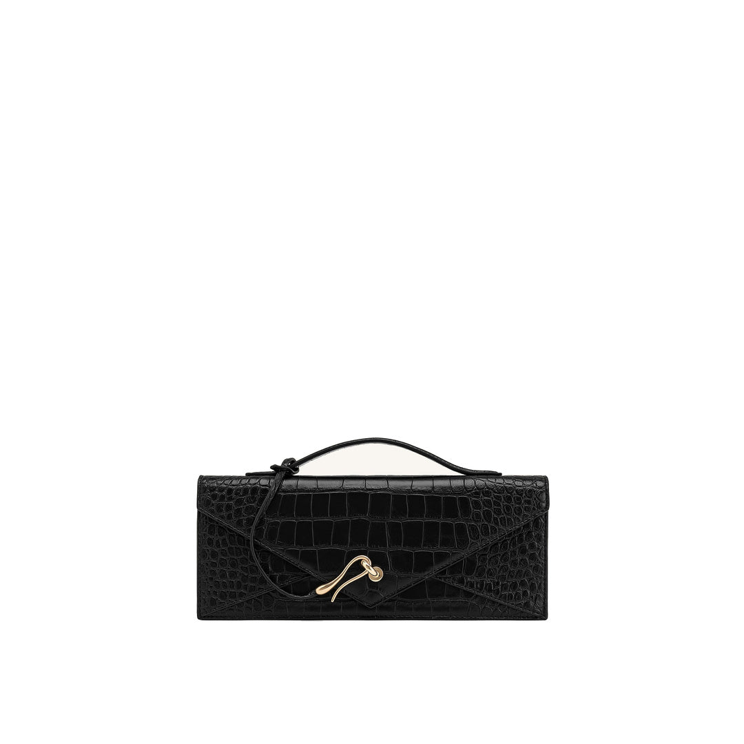 JW PEI Celeste Envelope Top Handle Bag - Black Croc