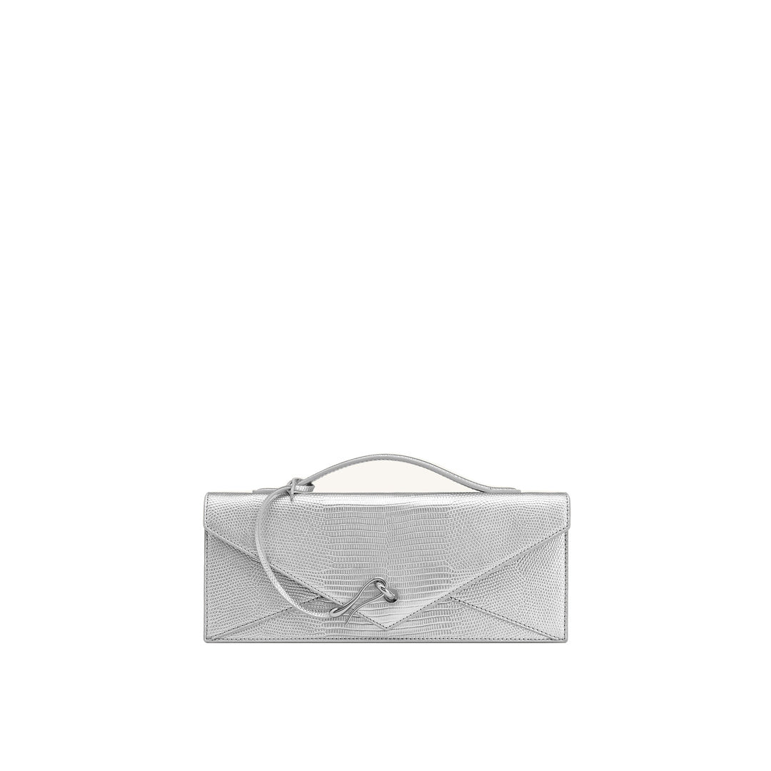 JW PEI Celeste Envelope Top Handle Bag - Silver Lizard Texture