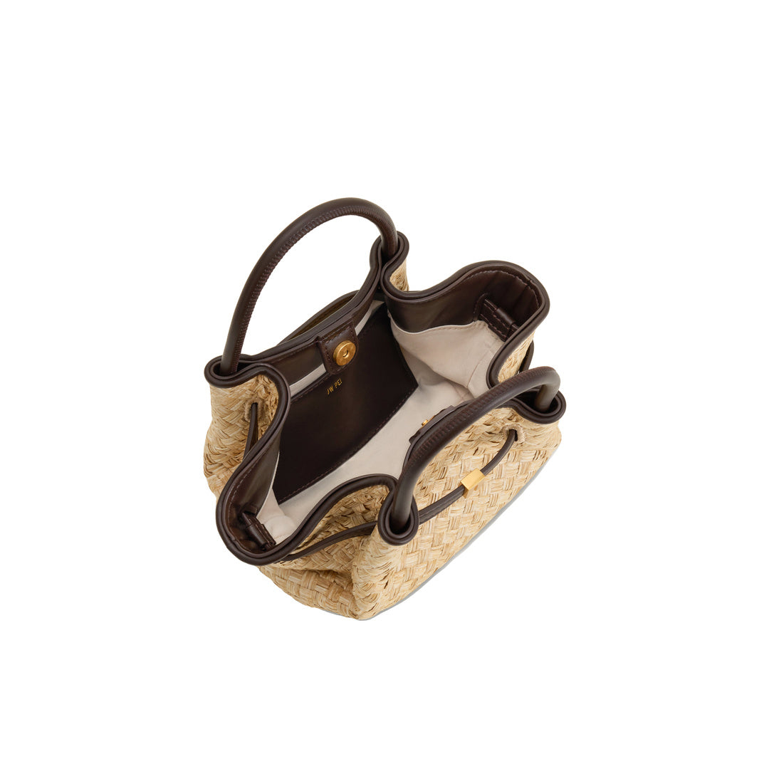 JW PEI Hana Mini Faux Straw Tote Bag - Brown