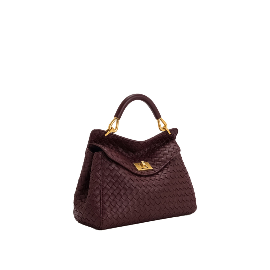 JW PEI Lucia Classic Woven Top Handle Bag - Dark Burgundy