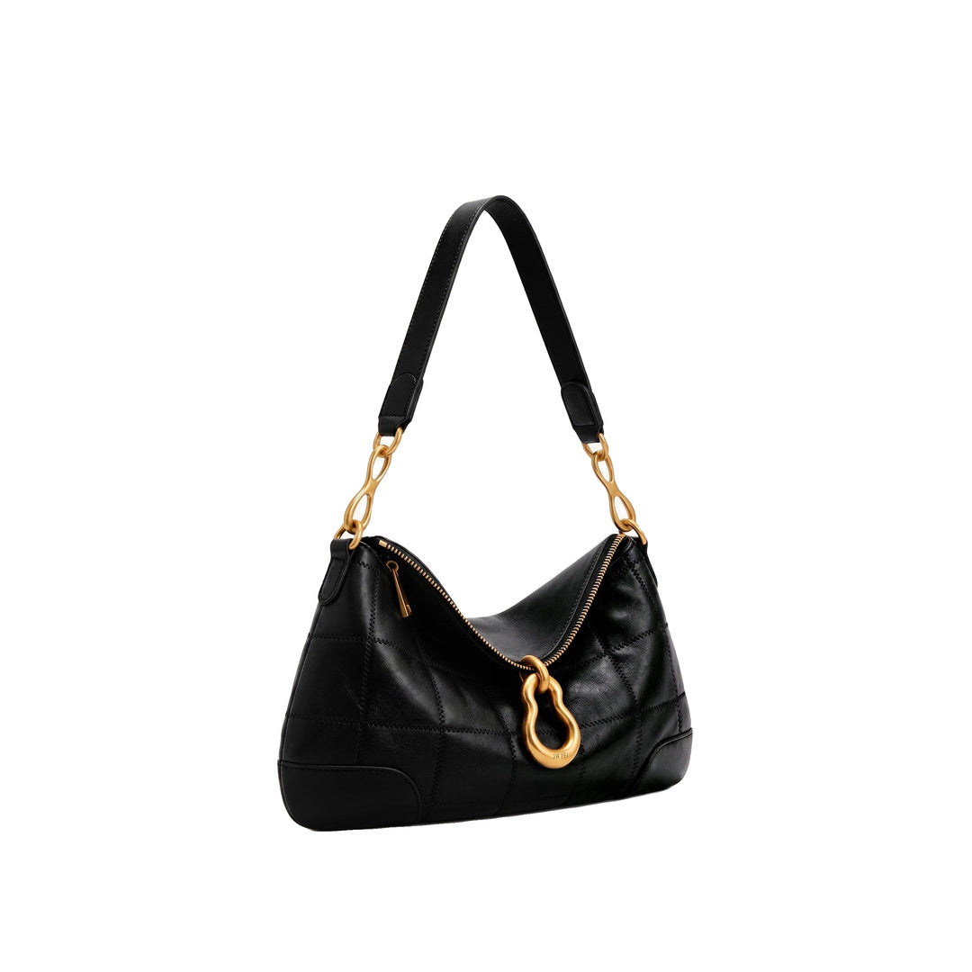 JW PEI Jayla Metal Pendant Embellished Shoulder Bag - Charcoal Black