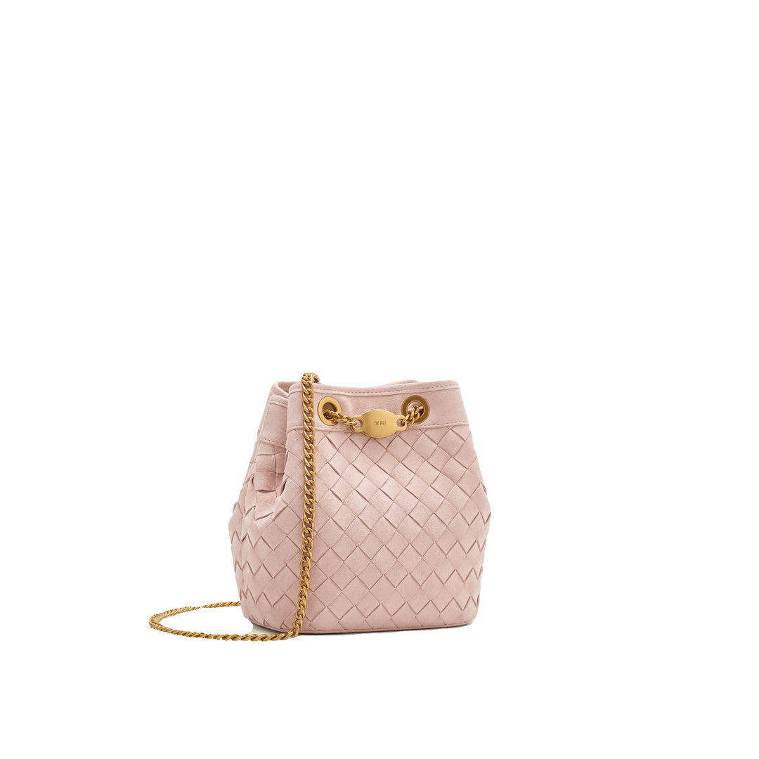 JW PEI Yara Faux Suede Hand-Woven Bucket Bag - Pink