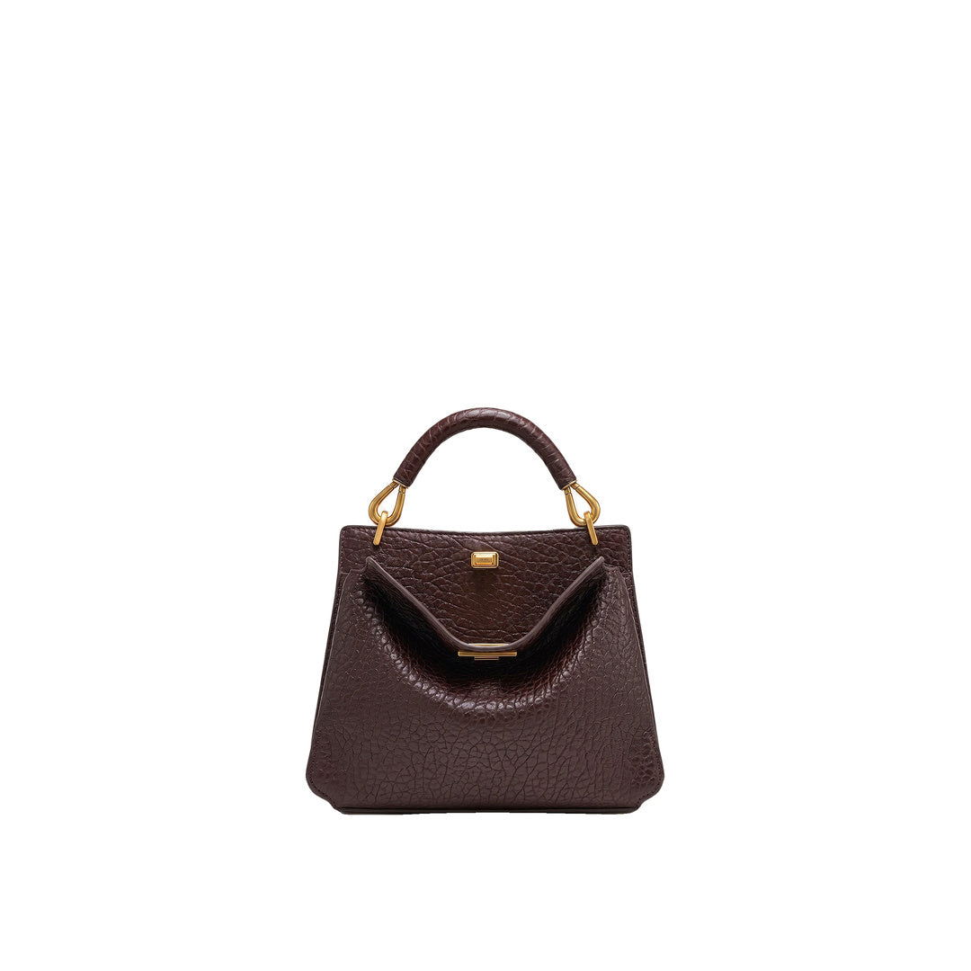 JW PEI Lucia Elephant-Effect Top Handle Bag - Dark Brown