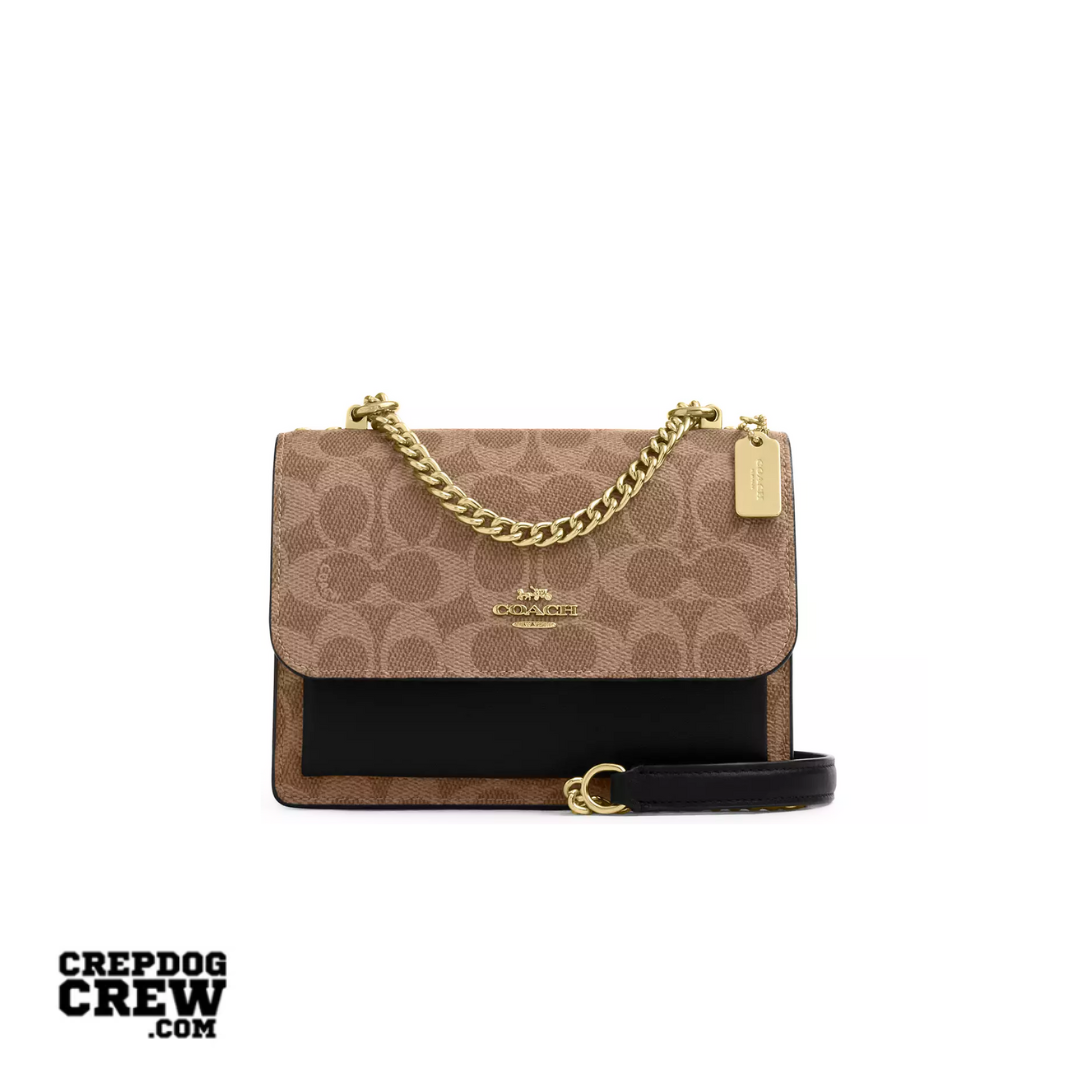 Coach Mini Klare Crossbody Bag In Signature Canvas Gold Tan Black
