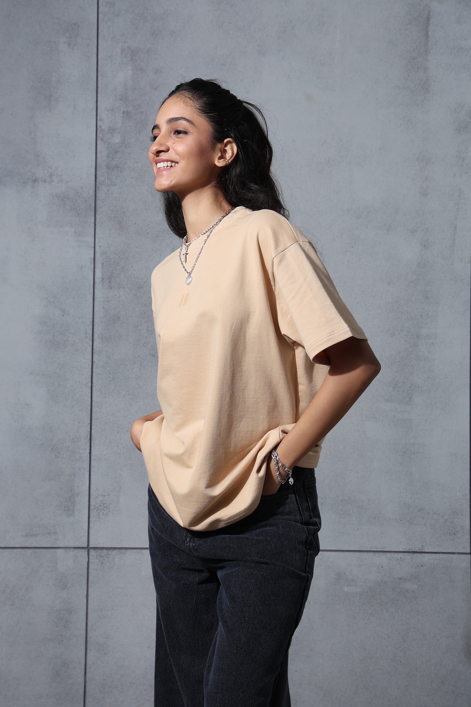 Basic Beige Solid Tshirt