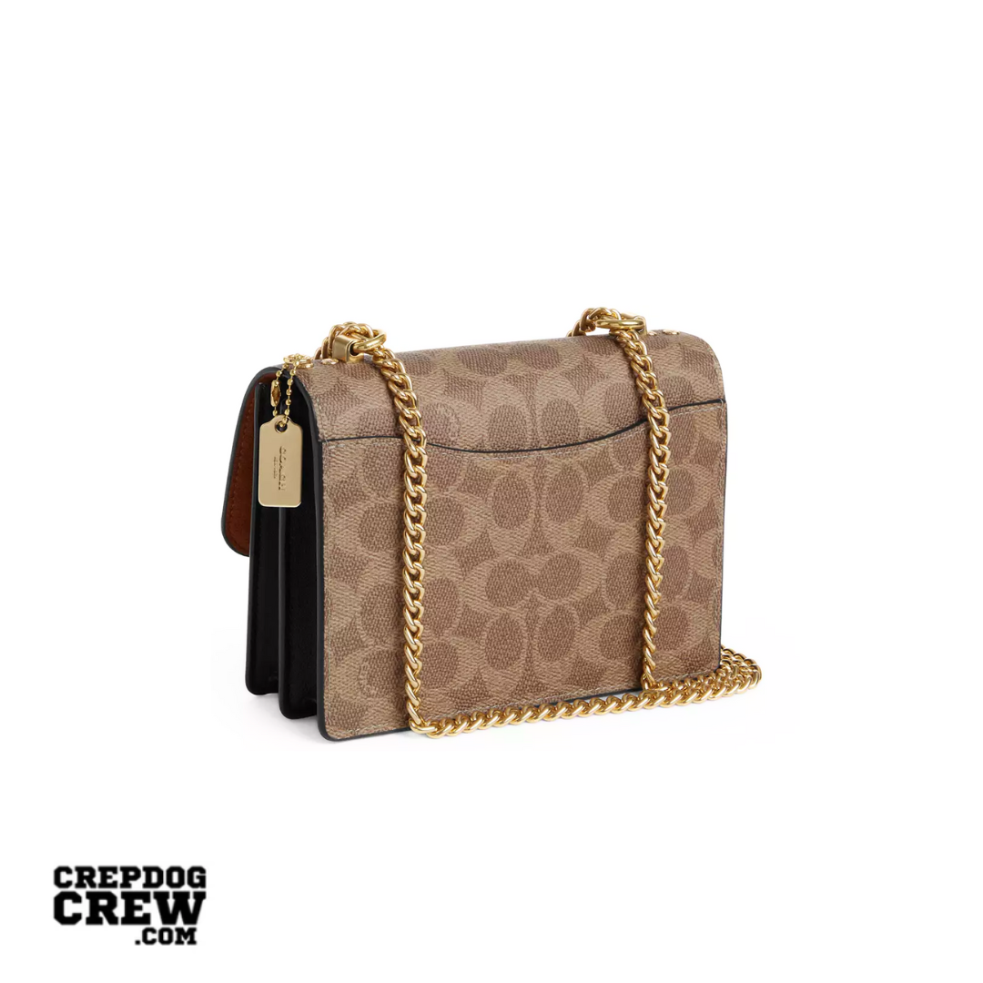 Coach Mini Klare Crossbody Bag In Signature Canvas Gold Tan Black