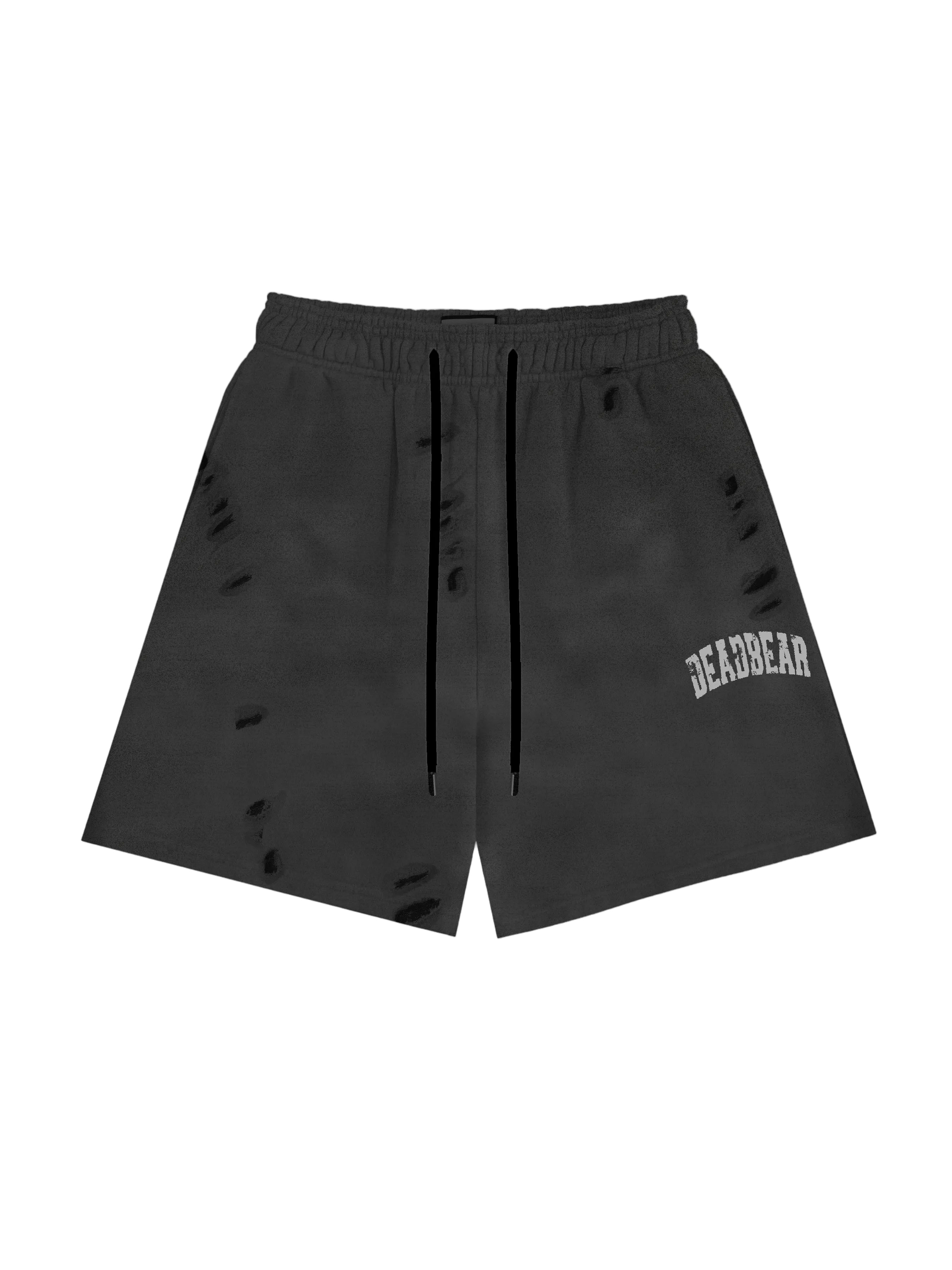 Distressed Washed Black Shorts