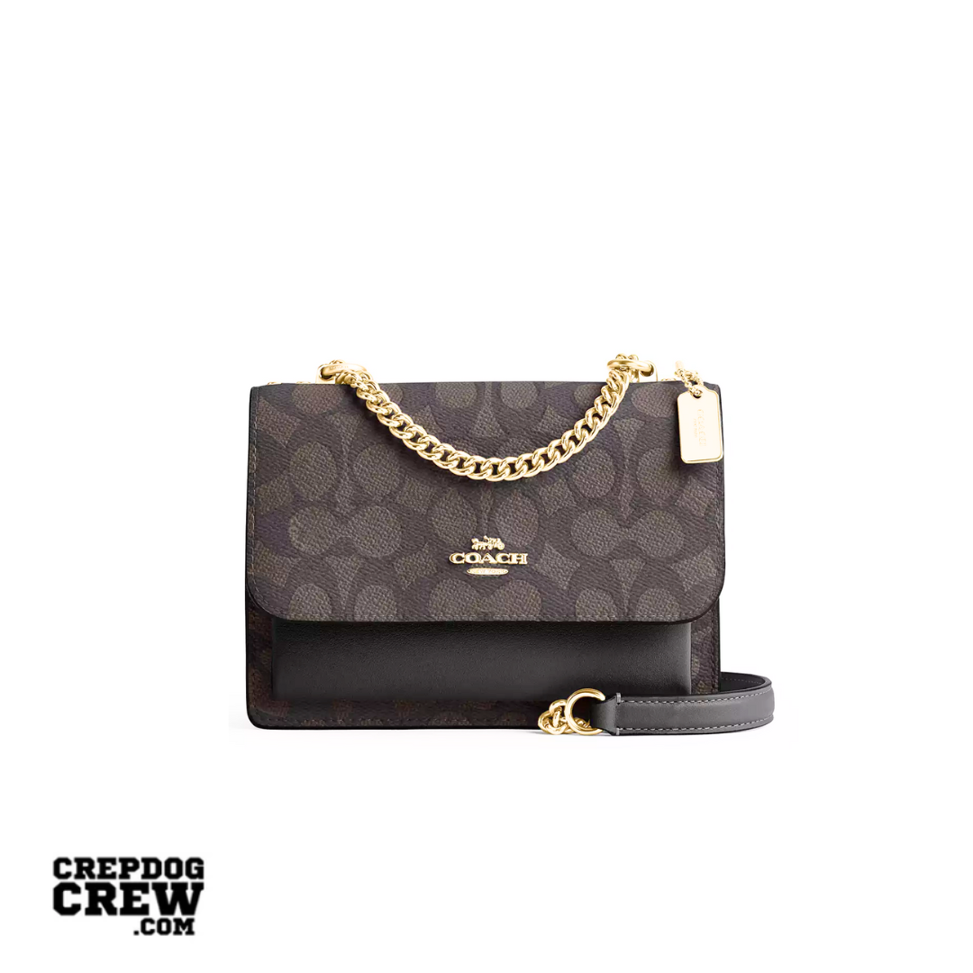 Coach Mini Klare Crossbody Bag In Signature Canvas Gold Walnut Black