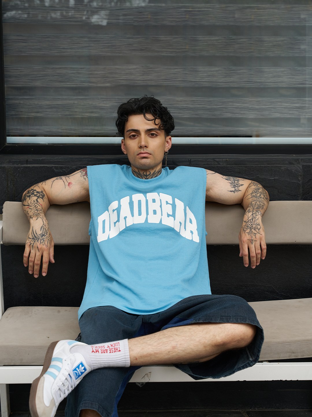 Waffle Tank Powder Blue
