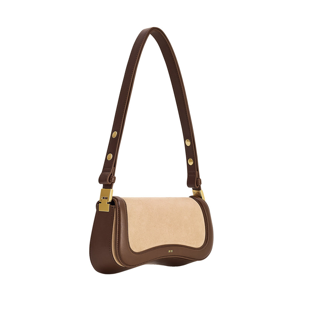JW PEI Joy Faux Suede Shoulder Bag - Khaki Brown