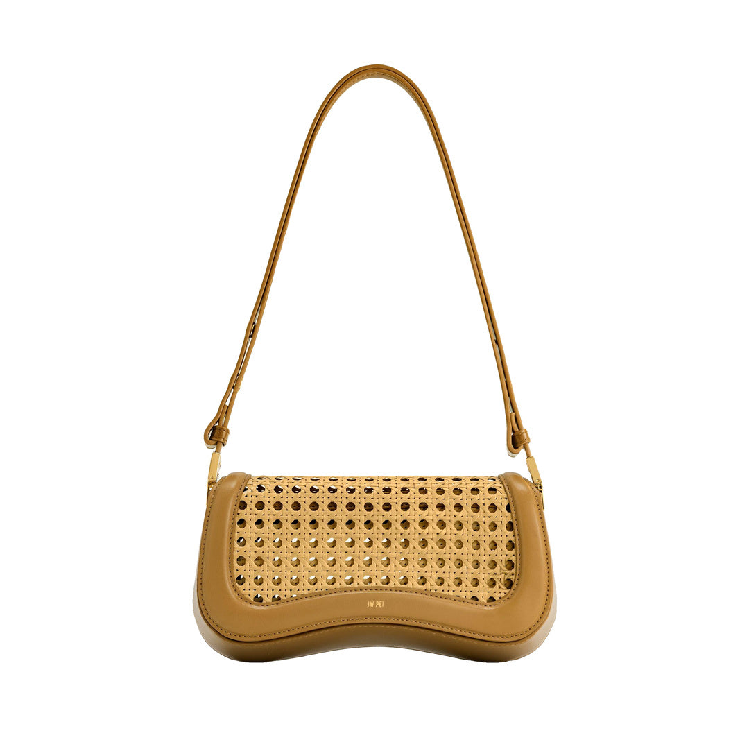JW PEI Joy Faux Bamboo Woven Shoulder Bag - Brown