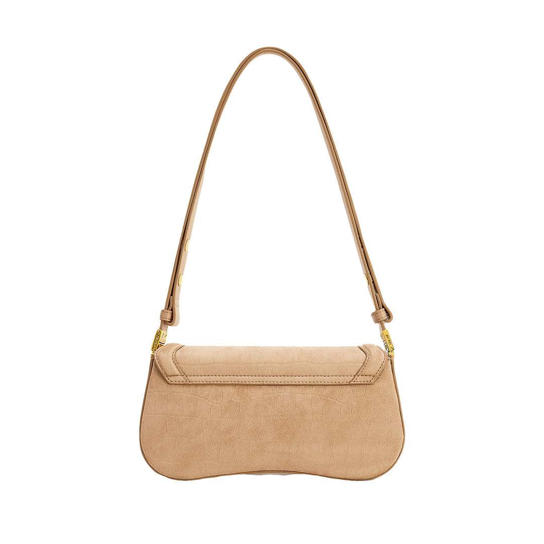 JW PEI Joy Croc-Embossed Faux Suede Shoulder Bag - Beige