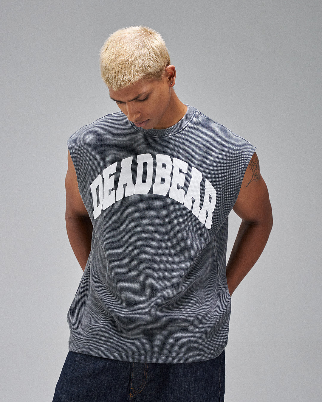 Waffle Tank Washed Grey
