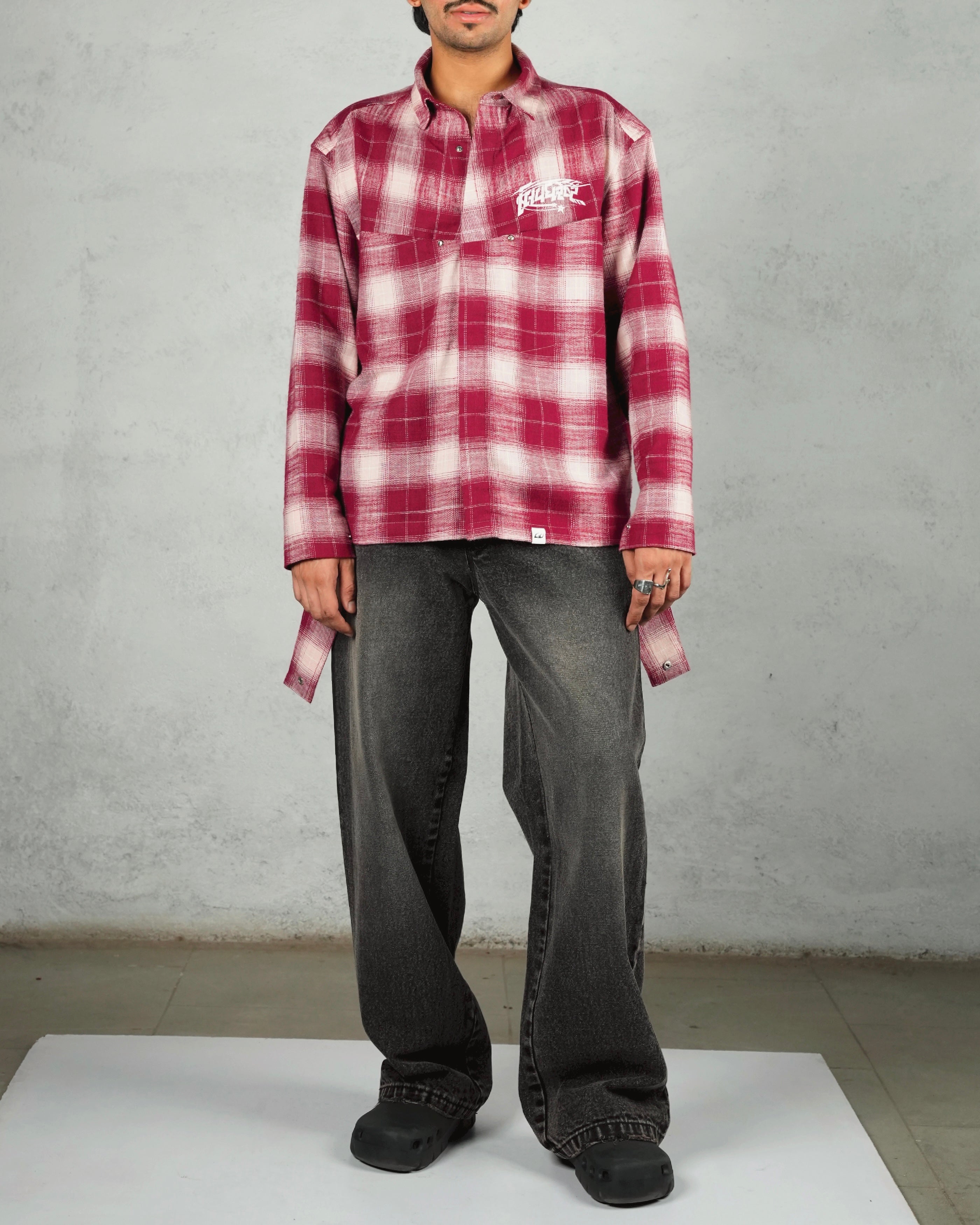 Ninja Red white flannel Shirt