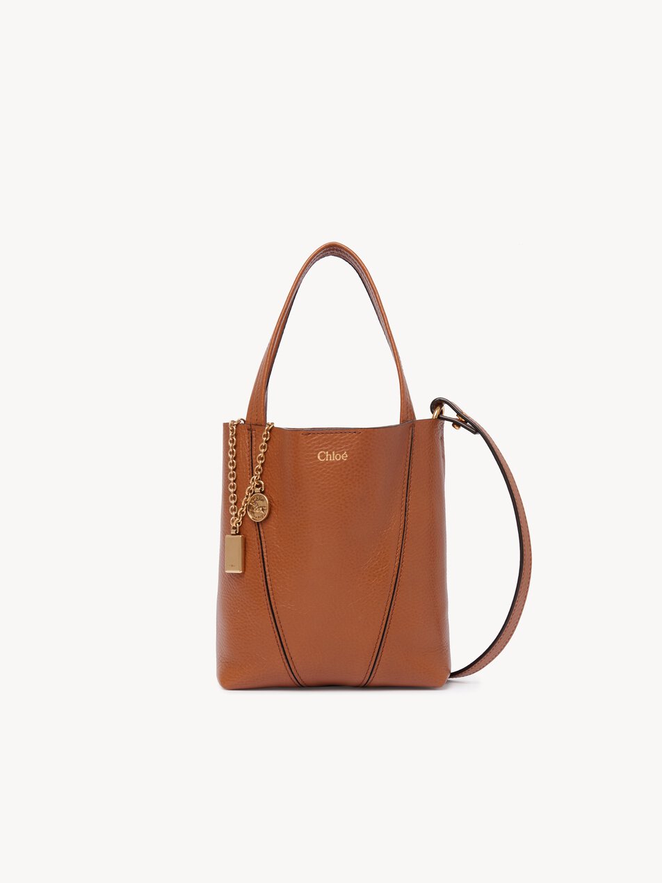 CHLOE Small Chloé Spin tote bag in grained leather Clay Brown