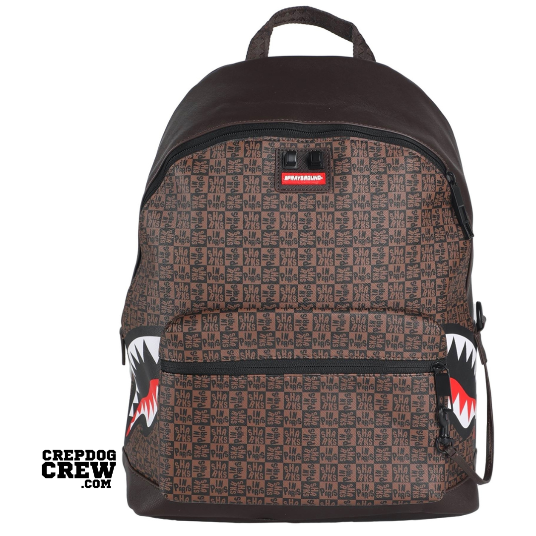 SPRAYGROUND BACKPACK SHARKS IN PARIS CHECK Emperor SIDE Brown