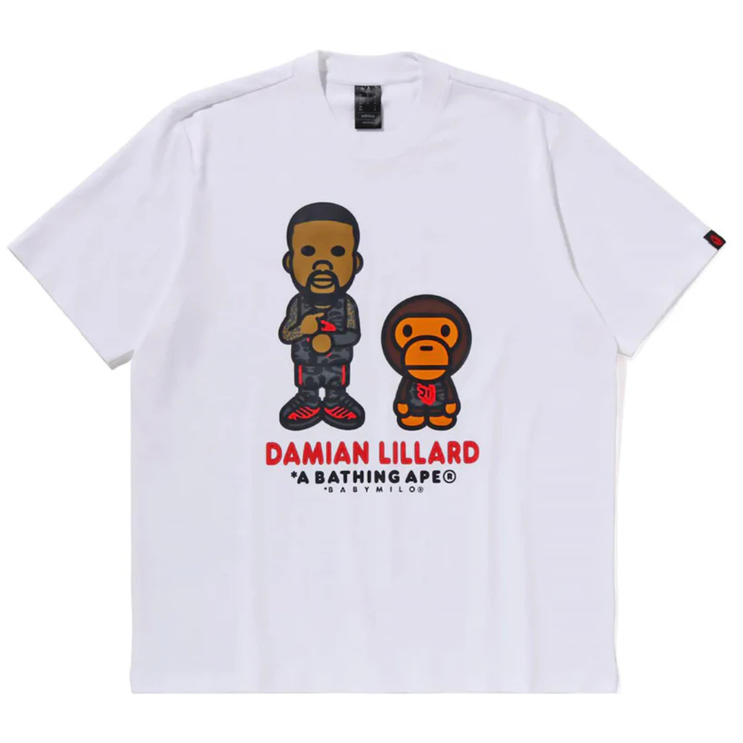 BAPE X ADIDAS DAME BABY MILO TEE WHITE