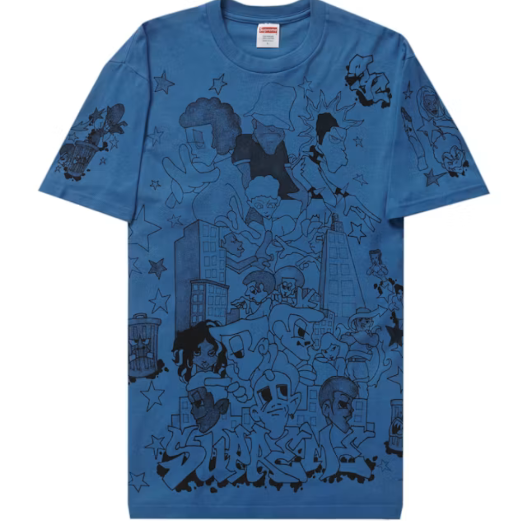 SUPREME DOWNTOWN TEE FADED BLUE