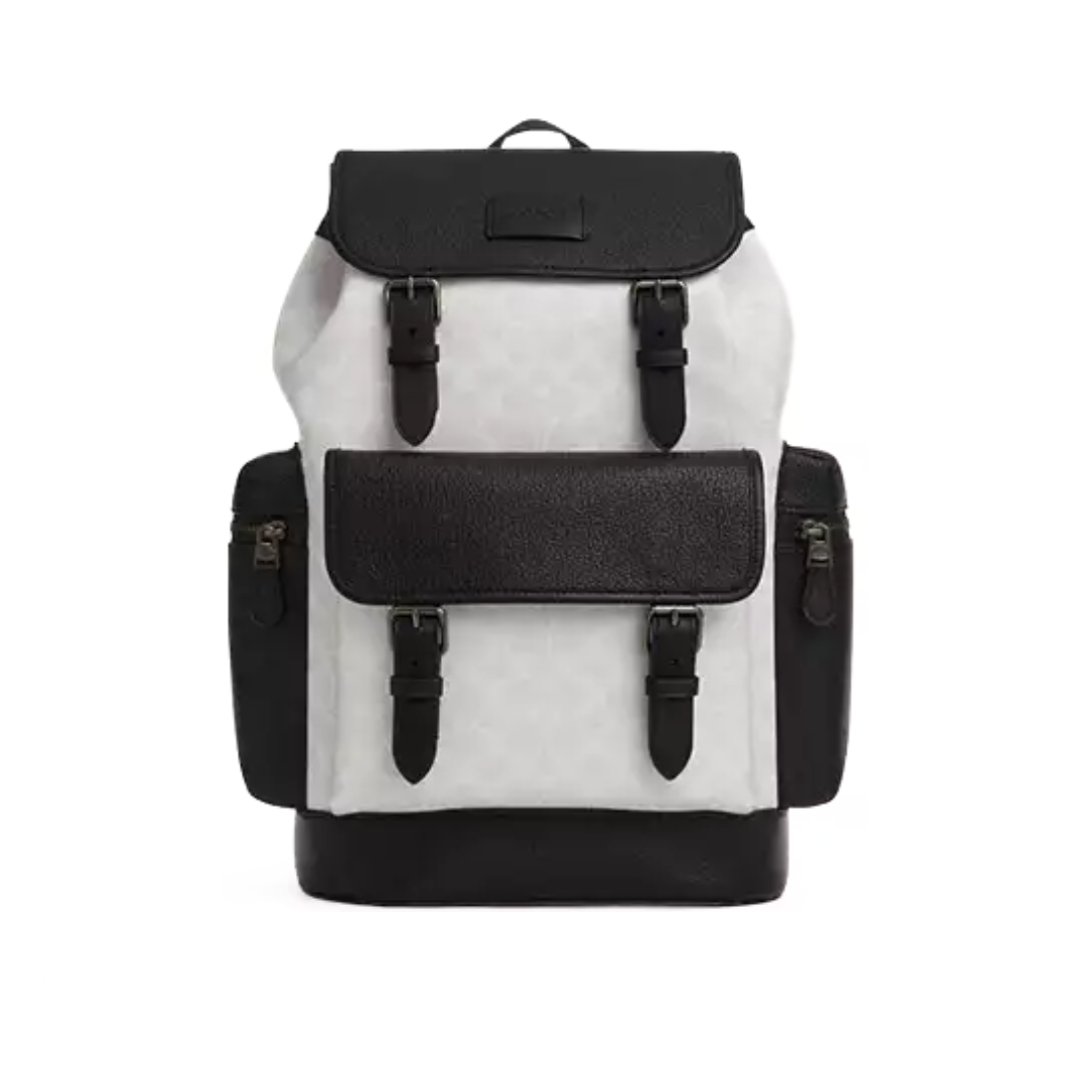 Coach Sprint Backpack In Colorblock Signature Canvas Gunmetal Chalk Black