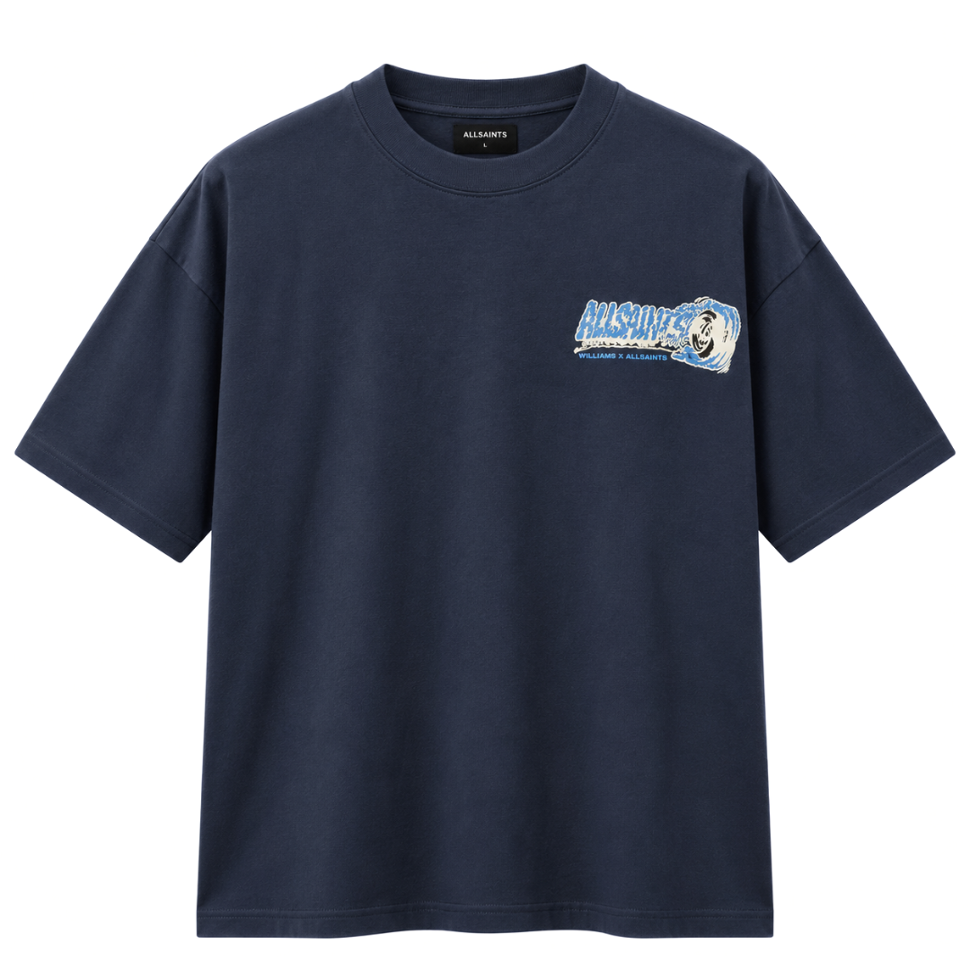 ALL SAINTS WILLIAMS X BURNOUT SS CREW TEE WILLIAMS BLUE