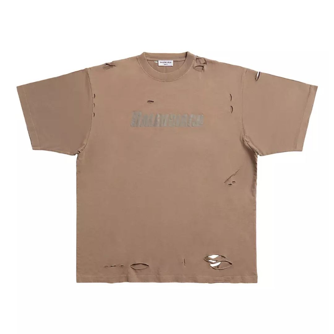 Balenciaga Destroyed T-shirt Brown XS