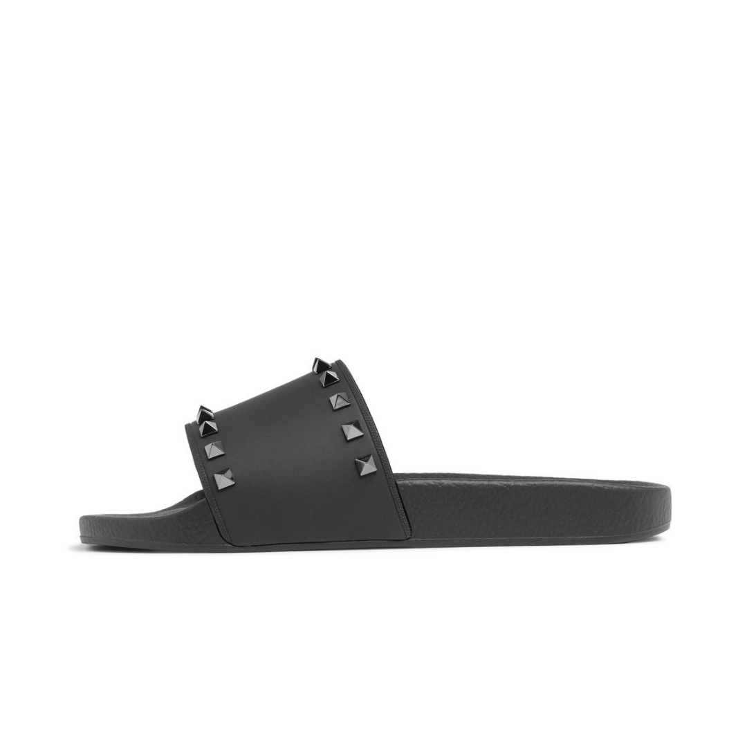 Valentino Rockstud Slides Black Rubber