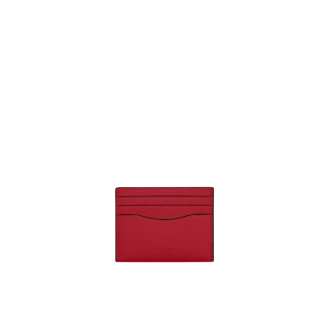 COACH Slim Id Card Case pebbled leather Poppy