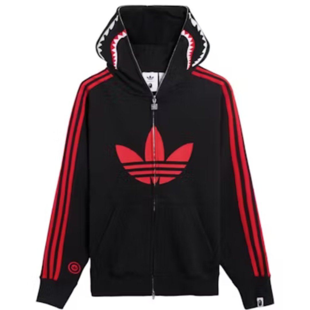 BAPE x adidas Shark Fleece Full Zip Hoodie Black