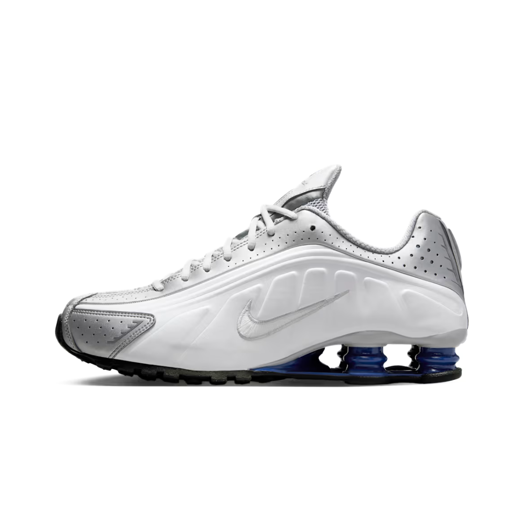 nike shox r4 silver blue