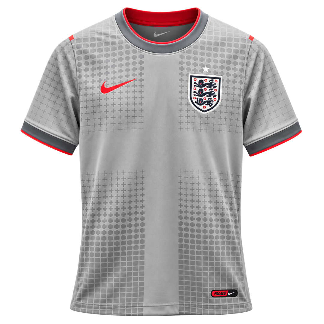Nike England x Palace Academy Pro 2026 Football Jersey Pewter Grey Bright Crimson