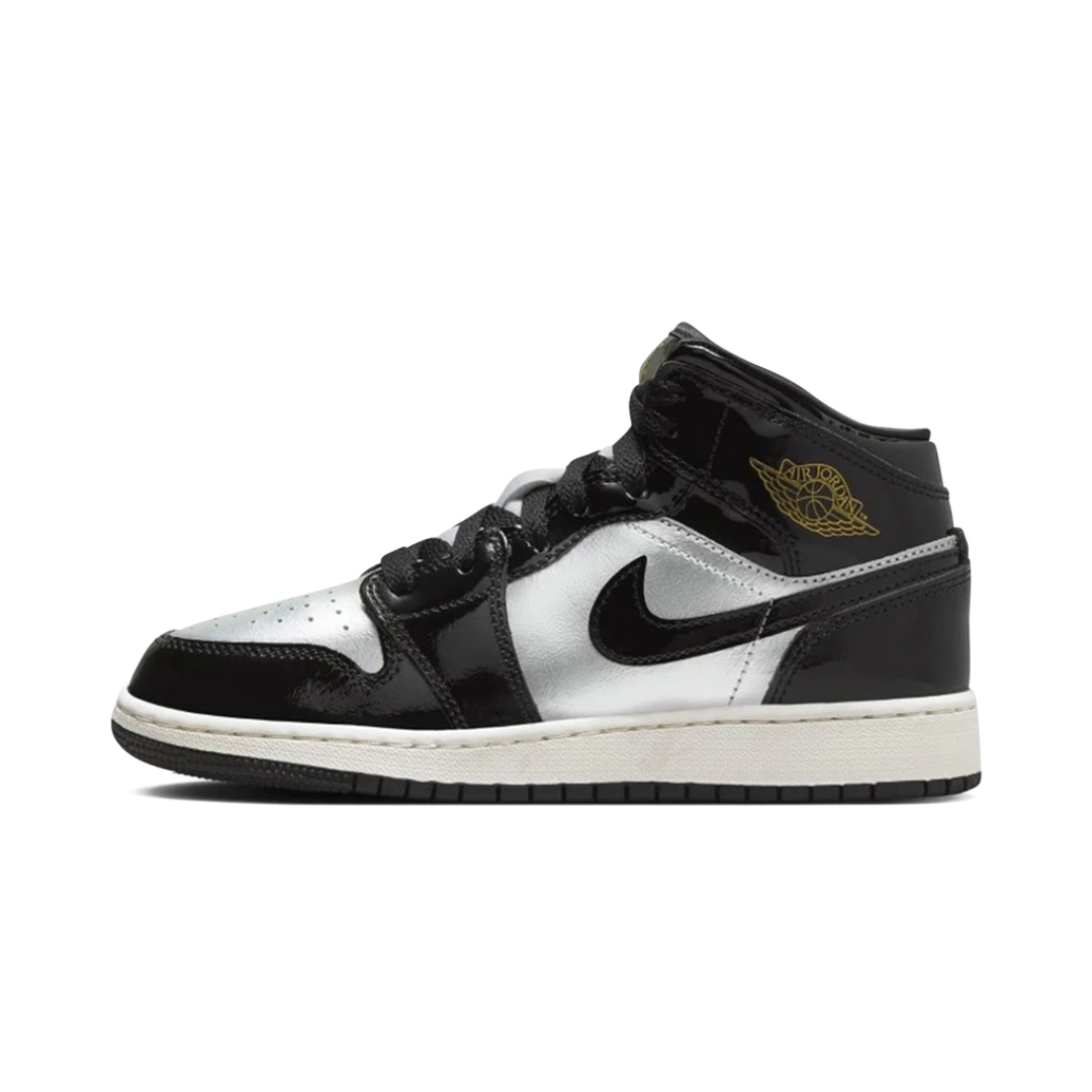 Jordan 1 Mid SE Black Metallic Silver Sail Metallic Gold (GS)
