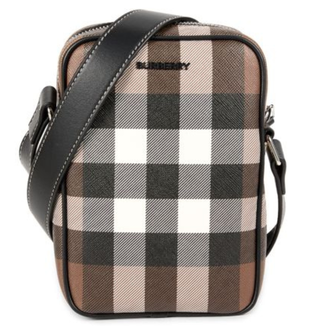 BURBERRY PADDY CHECK CANVAS SHOULDER BAG TAUPE BROWN