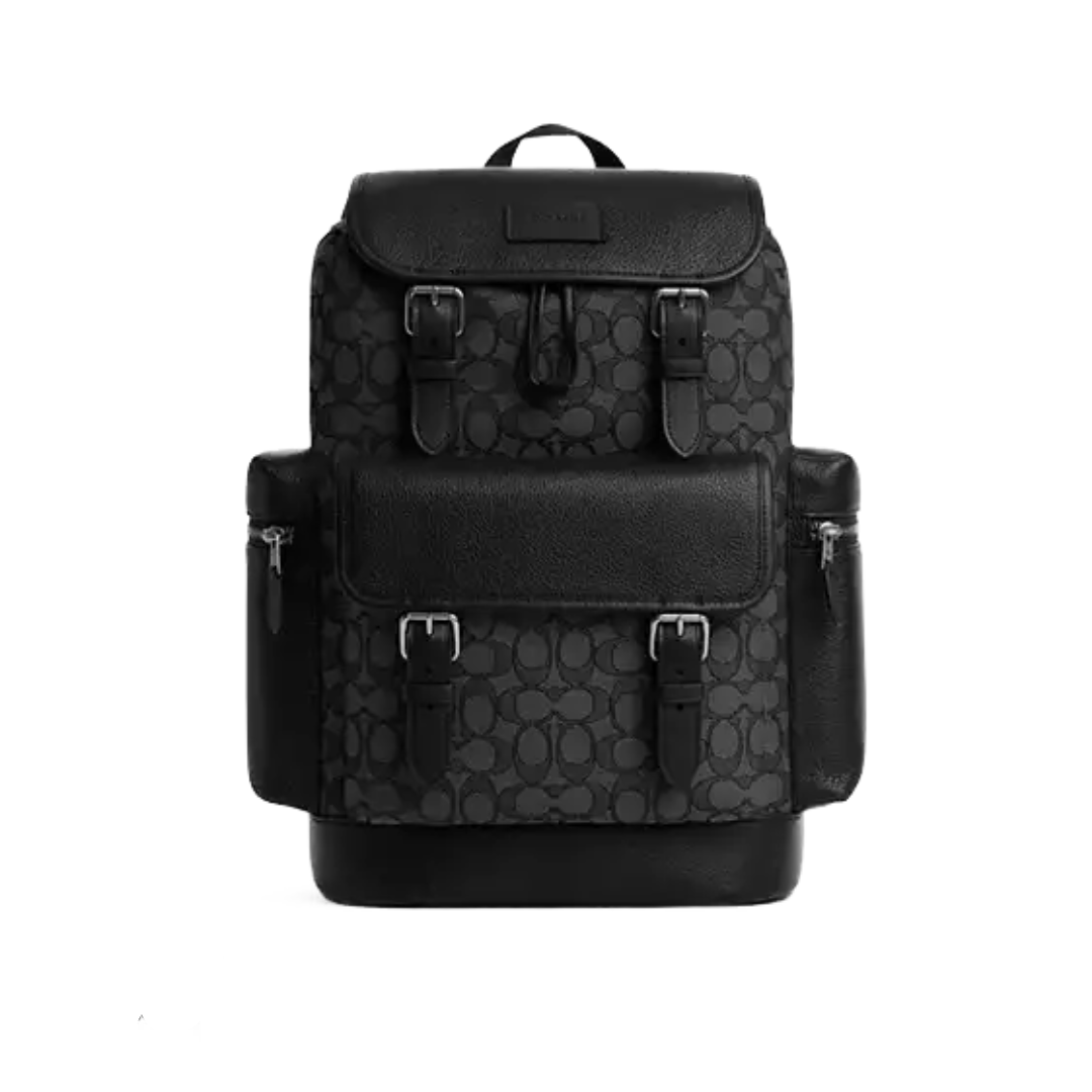 Coach Sprint Backpack In Signature Jacquard Silver Charcoal Black