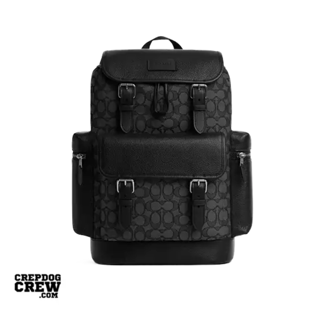 Coach Sprint Backpack In Signature Jacquard Silver Charcoal Black Coach Sprint Backpack In Signature Jacquard Silver Charcoal Black