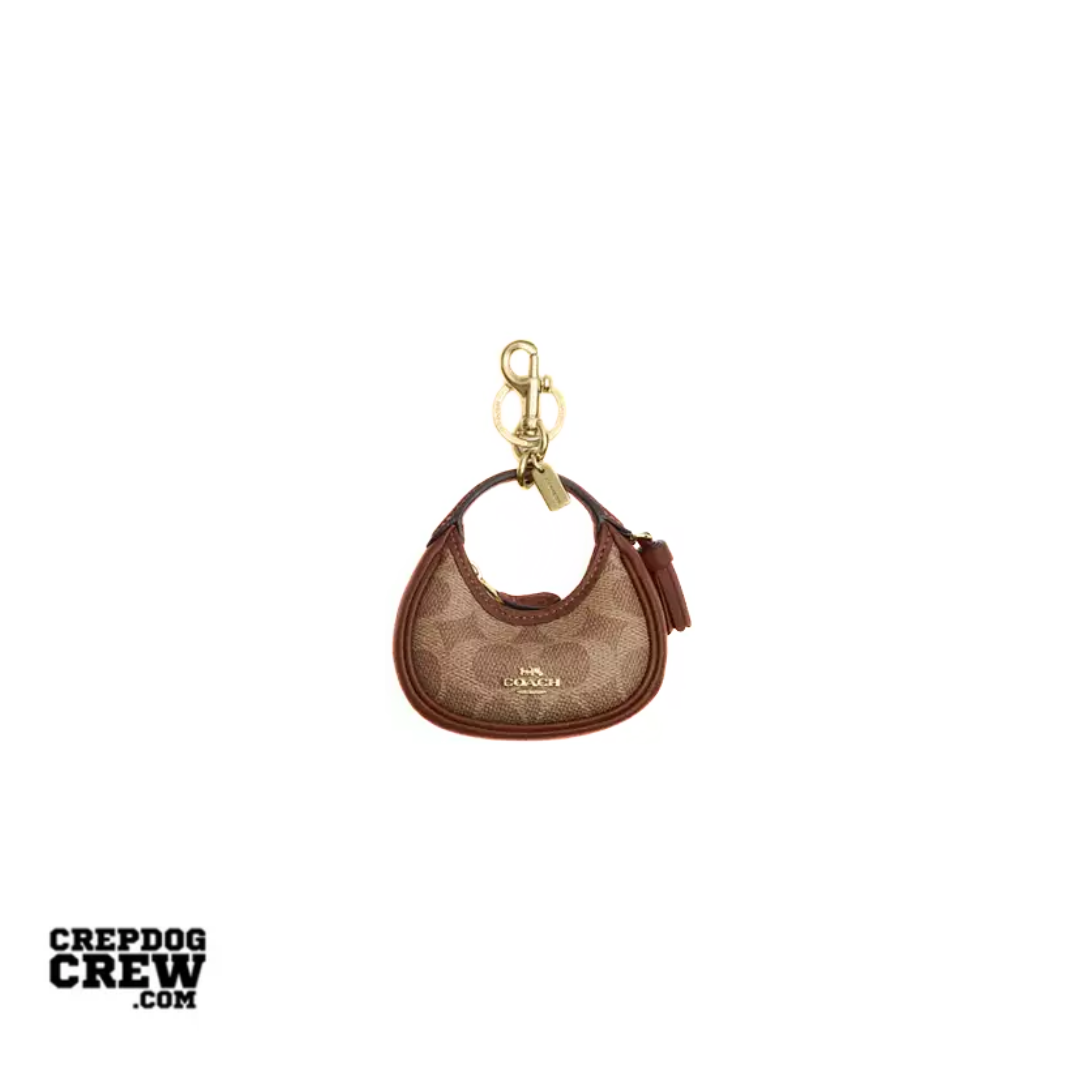 Coach Mini Carmen Bag Charm In Signature Canvas Gold Tan Brown