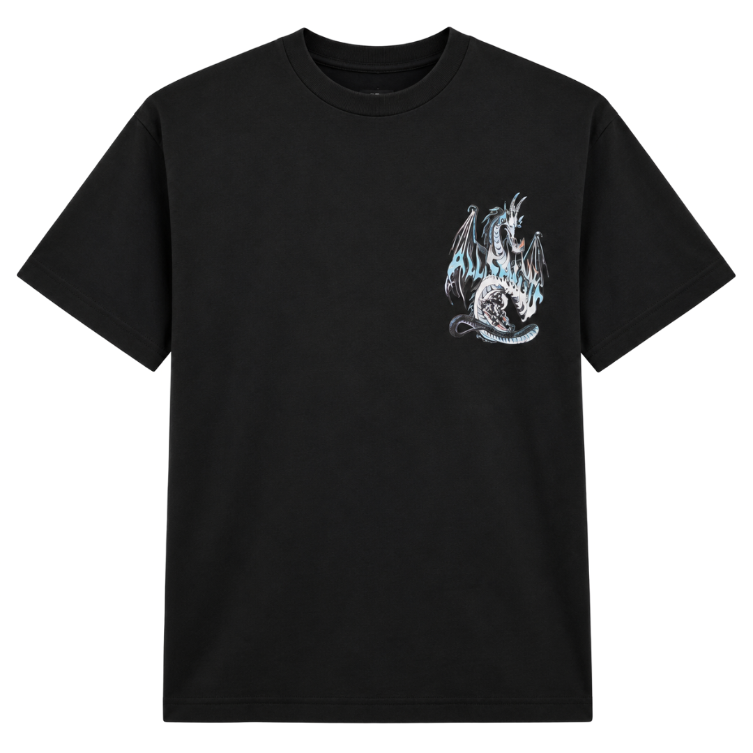 ALL SAINTS DRAGON WAVE SS CREW WASHED BLACK