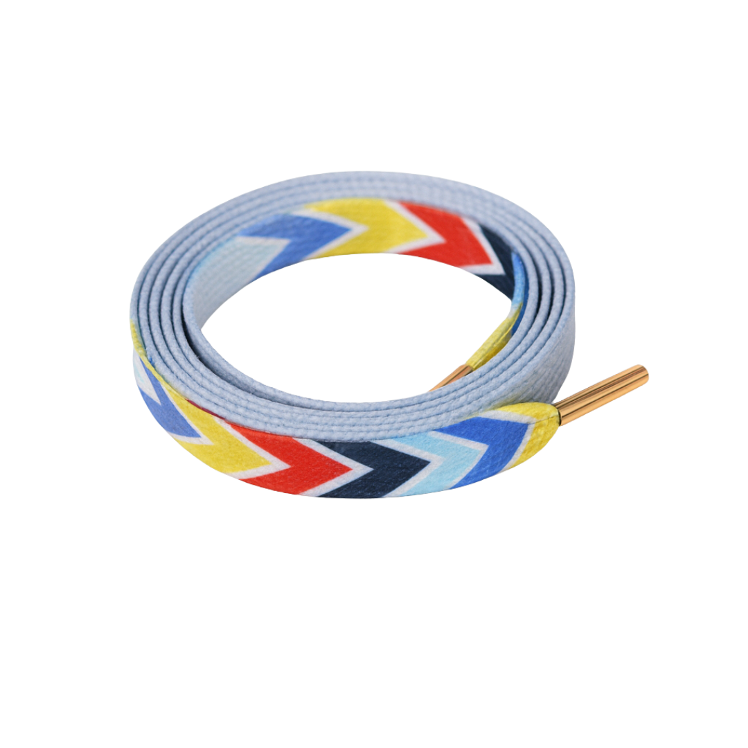 Reggae Vibes Zigzag Gradient Shoelaces Red Yellow Blue Black Premium Gradient Flat Sneaker Laces by KNOTTY